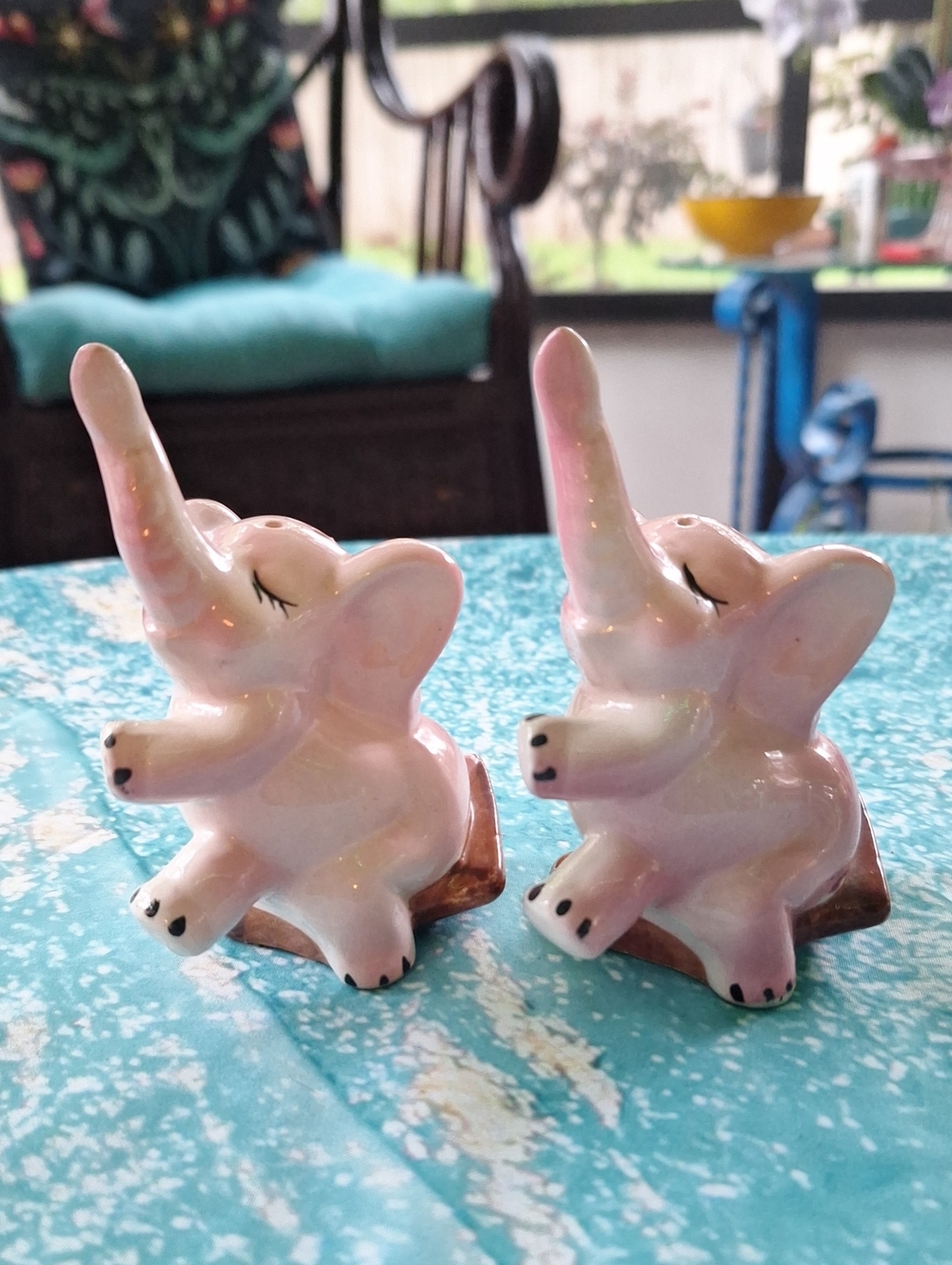 Vintage Pink Ceramic Elephant Salt & Pepper Shakers